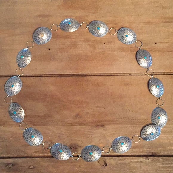 Accessories - Stirling silver belt with turquoise, 42” Accessories - Stirling silver belt with turquoise, 42”